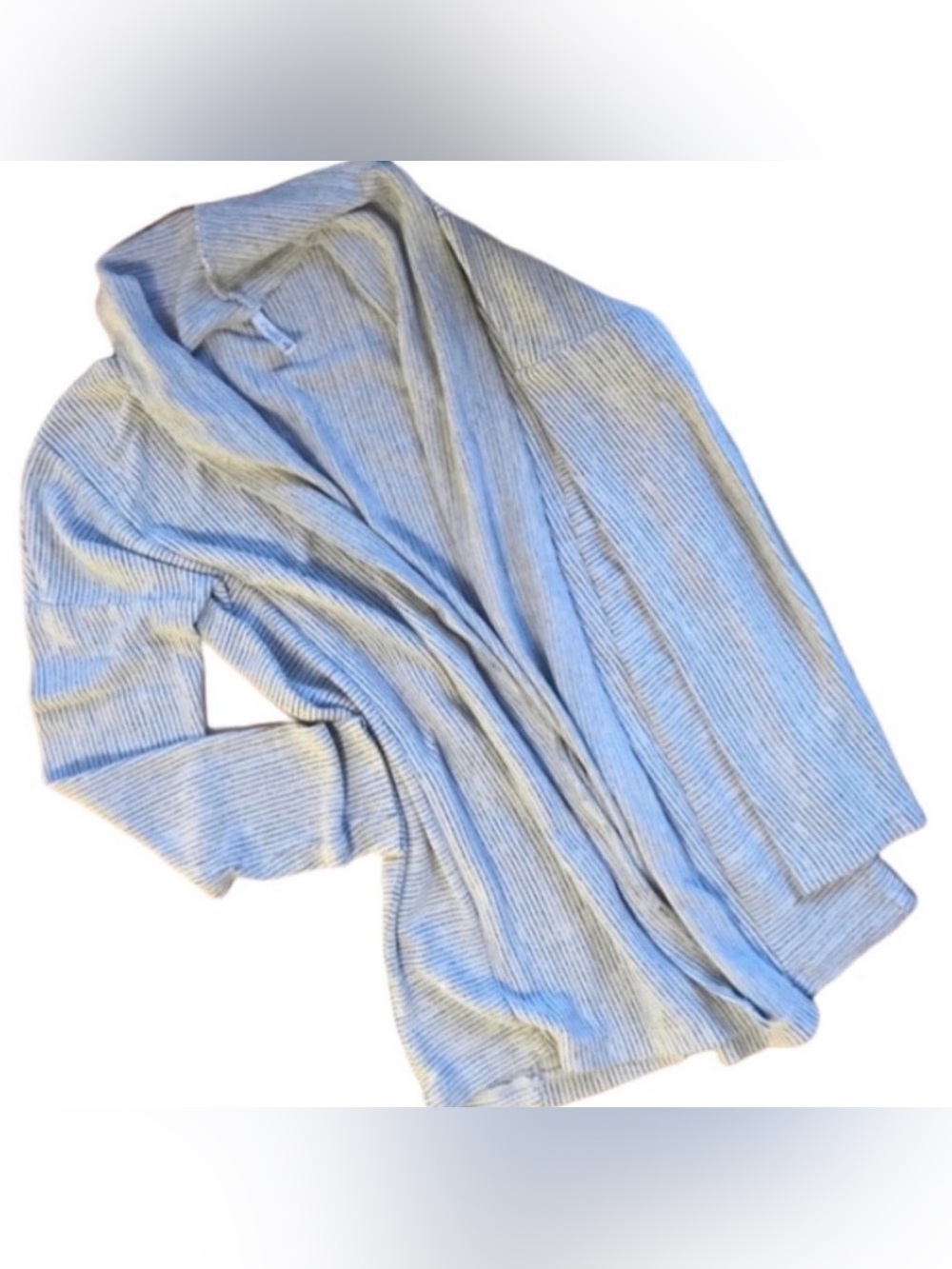 Z Supply Small Gray Stripe Shawl Collar Drop Sleeve Long Line Cardigan
